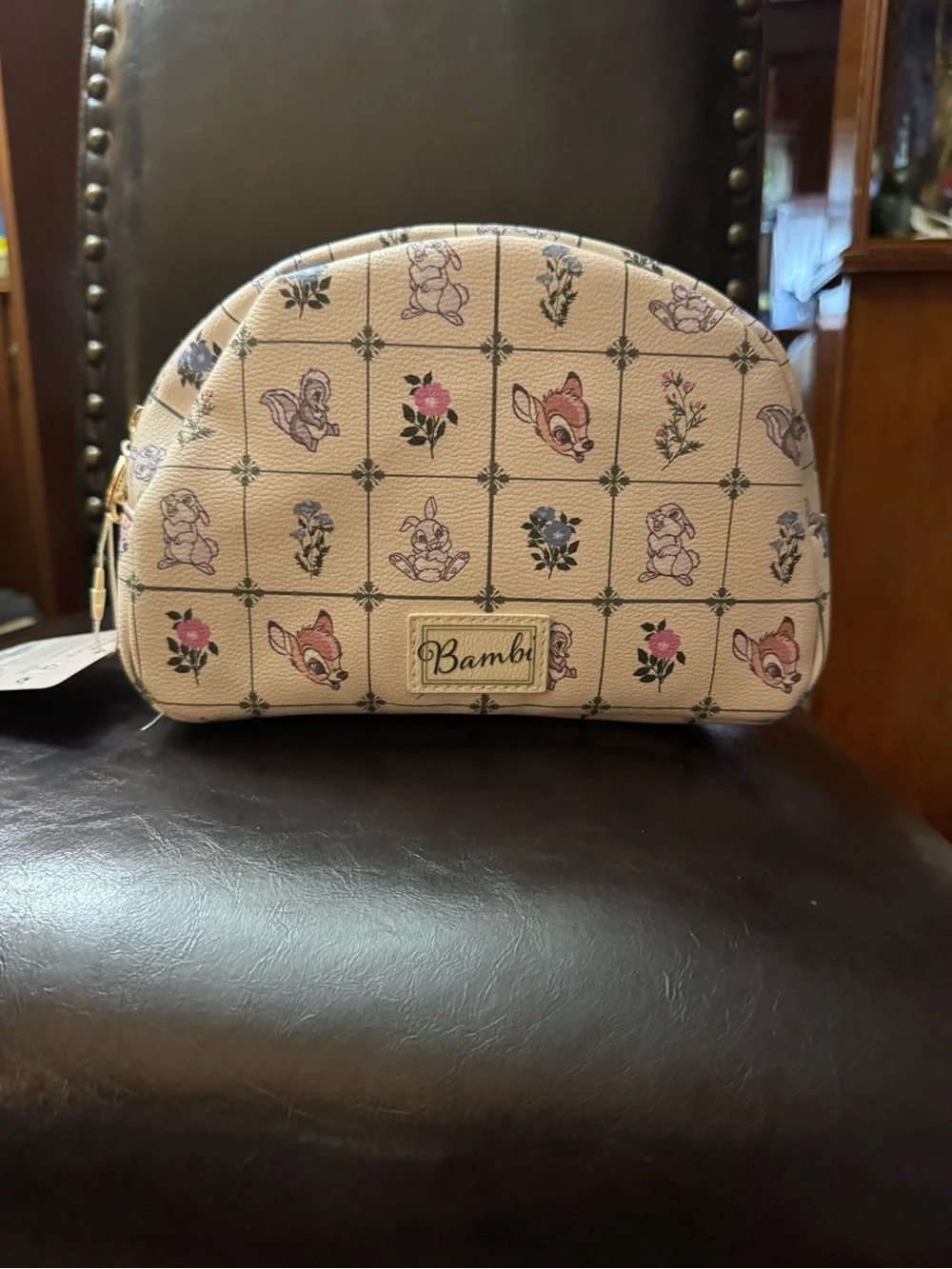 Primark Cream Floral & Character Cosmetic Pouch - Women's Makeup Bag
